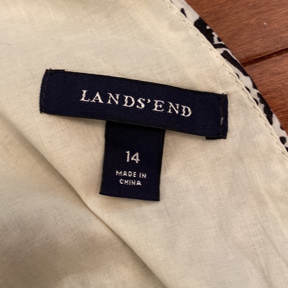 Lands End Black White Paisley Print Faux V-Neck Wrap Sleeveless MIDI Dress SZ 14 - Picture 13 of 13